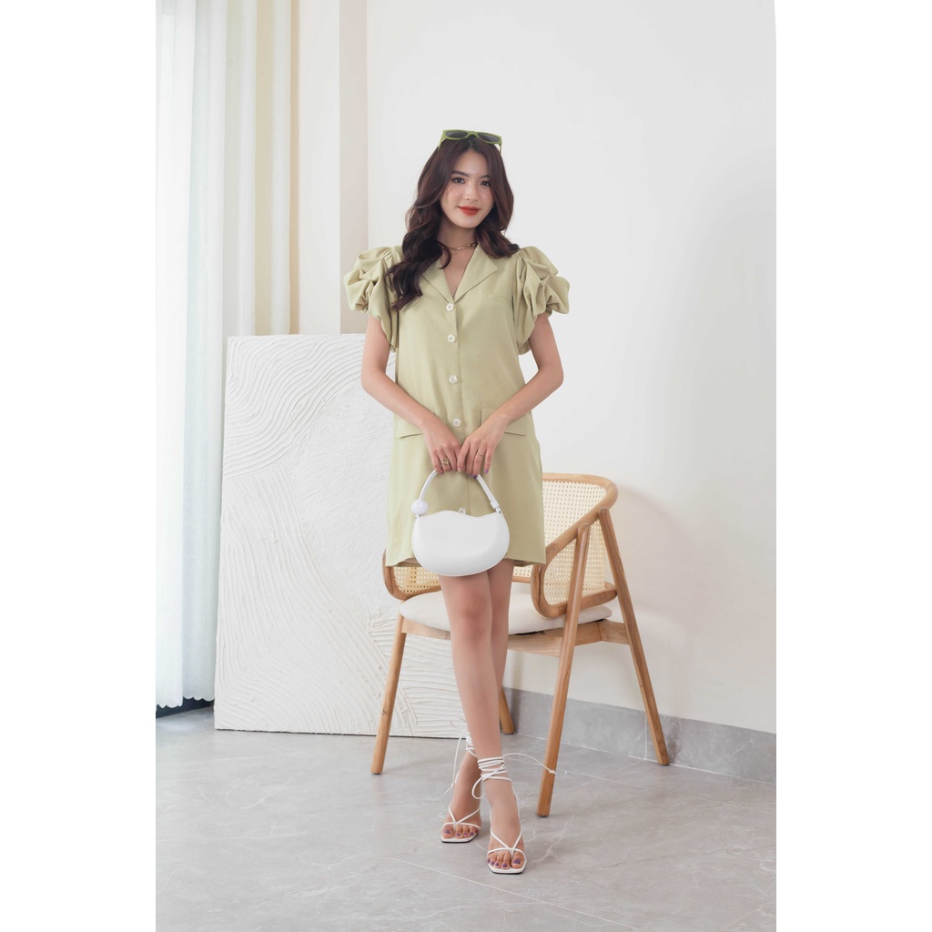 Đầm nữ cổ vest tay bồng SOLIS DRESS - GOÛT DE JUN