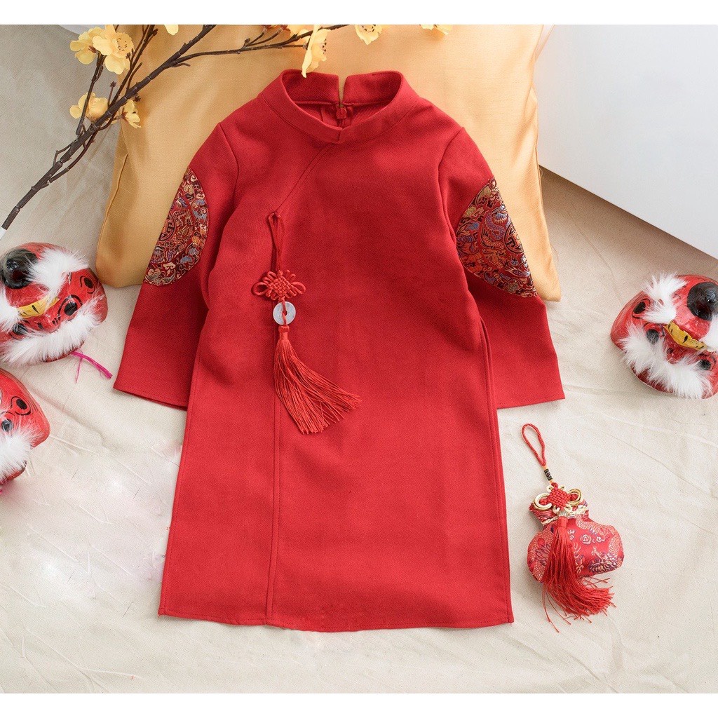 Áo dài cách tân bé trai thêu tay MONKEY KIDS
