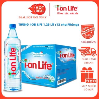 Thùng 12 Chai Nước khoáng I-on Life 1.25L/Chai - Nước uống ion kiềm cao cấp
