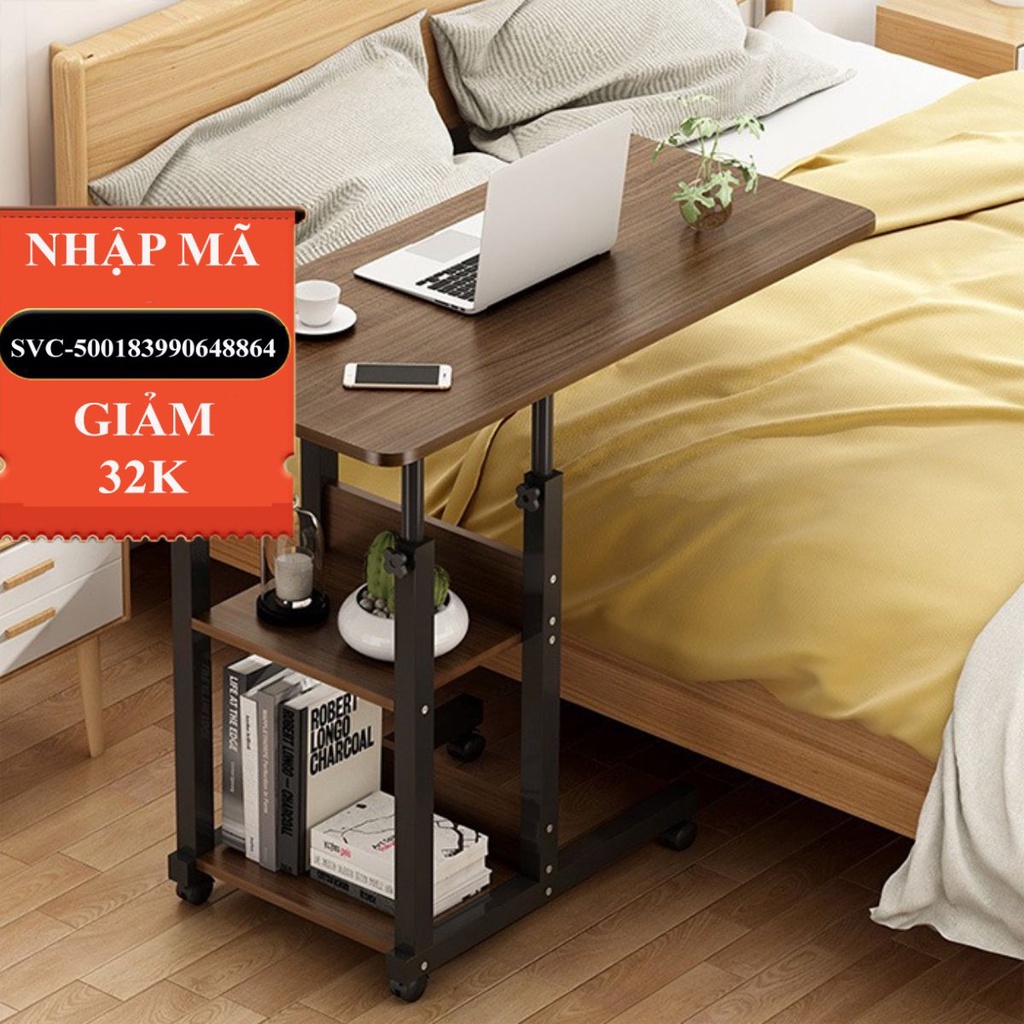 Bàn làm việc di động đa năng FUNA nâng hạ chiều cao và có bánh xe di động thiết kế ngồi giường, ngồi sofa