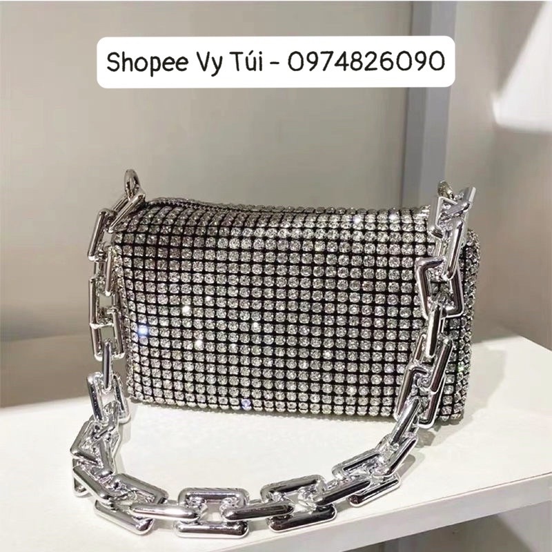 Túi wang đá Xích vàng - bạc bản 2 dây full box chuẩn loại đẹp