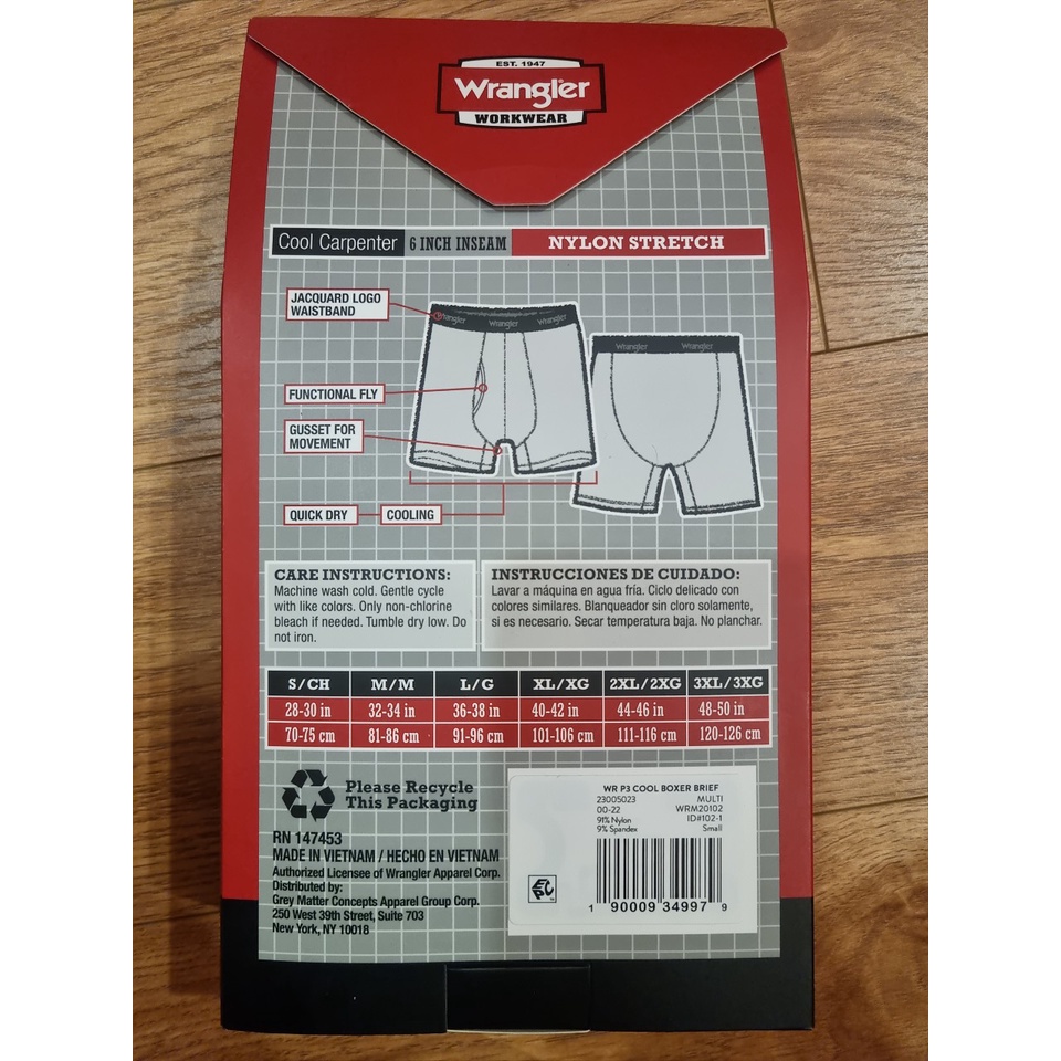 💥💥💥Hộp 3 chiếc Boxer nam xuất dư xịn, chất liệu co giãn 4 chiều, thoáng mát hiệu Wrangler tới 100kg