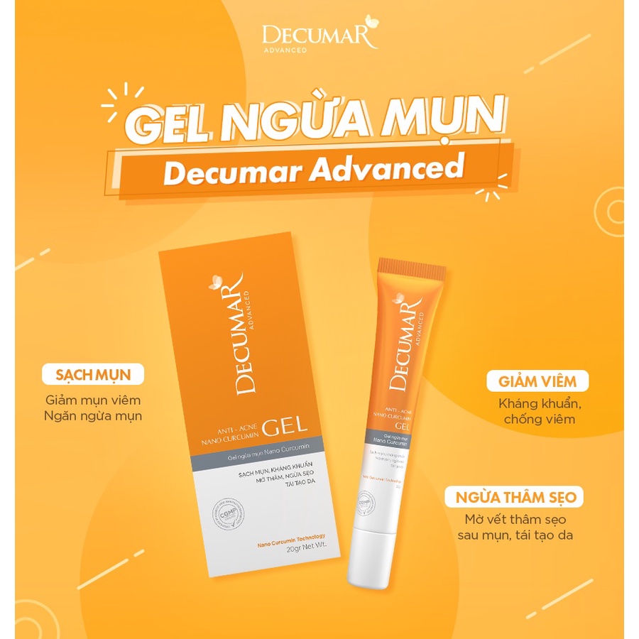 Combo ngừa mụn sạch da Decumar Advanced (1 Gel rửa mặt giảm nhờn + 1 gel ngừa mụn Nano) - Ngochan Cosmetics