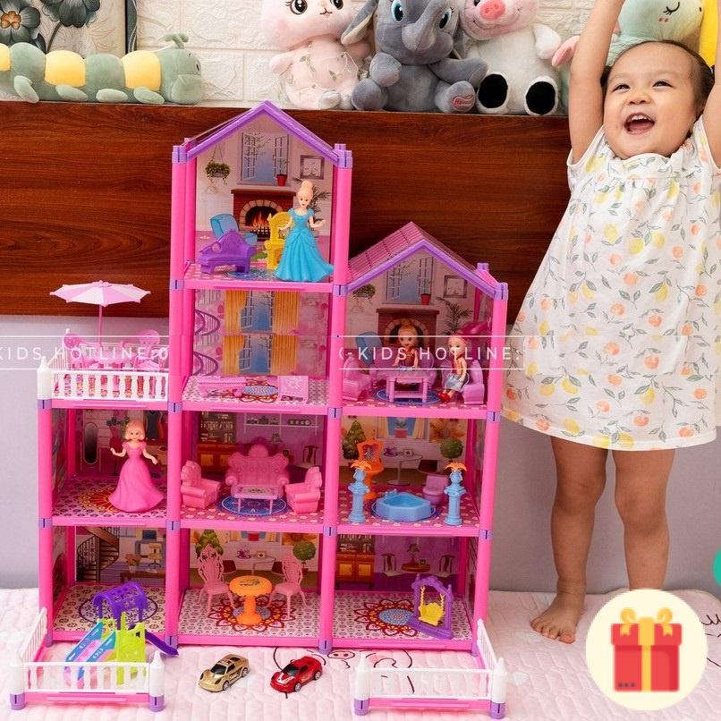Nhà búp bê cỡ lớn đồ chơi mô hình cho bé lắp ráp tăng trí tưởng tượng, quà tặng sinh nhật cho bé