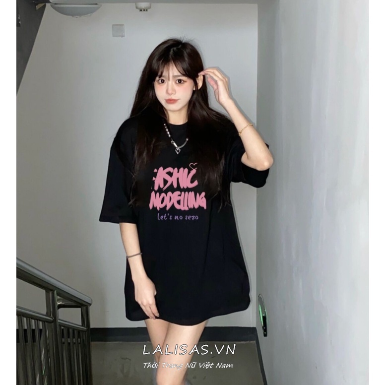 Áo Thun Ngắn Tay Dáng Rộng In Chữ Cá Tính Thời Trang Hàn Quốc
