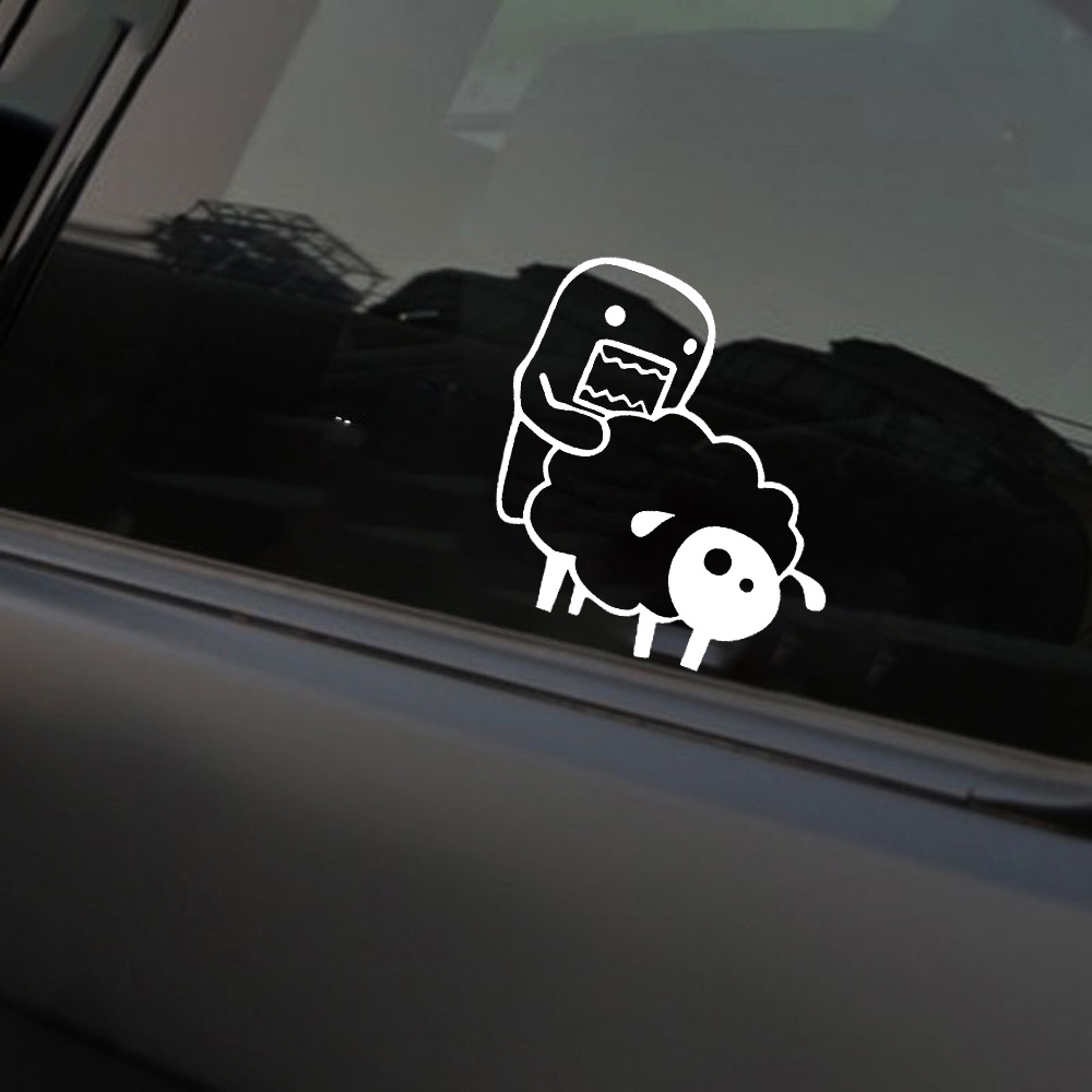 Domo-kun Phim hoạt hình dễ thương Xe máy Thân xe Motocross Kính chắn gió Dán JDM Phong cách Cửa sổ kính chắn gió Cửa trang trí Decal