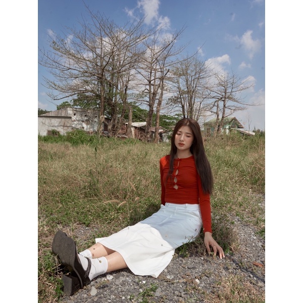 OPIN SKIRT - Váy trắng dáng dài basic - Whitelies Shop