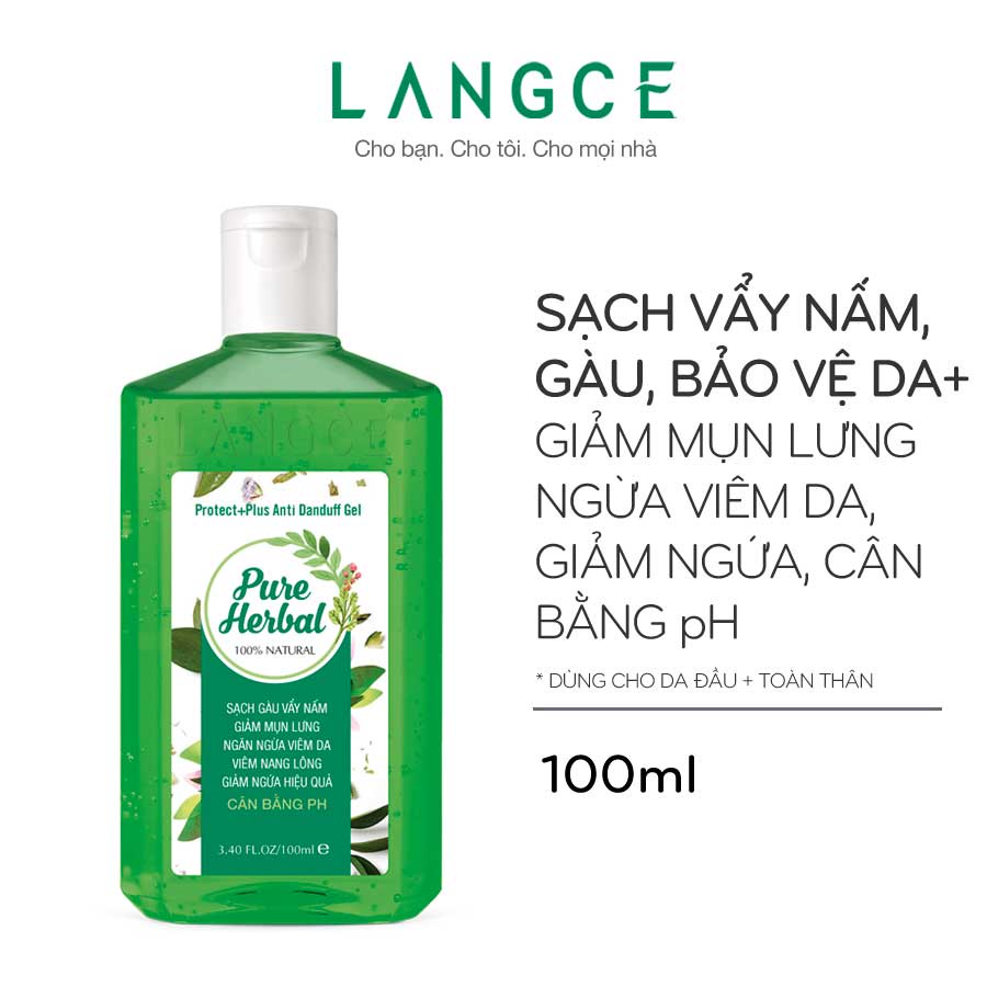 TẮM GỘI SẠCH GÀU, VẨY NẤM BẢO VỆ+ DA VIM NANG LÔNG, NGỪA MỤN 100ml LANGCE
