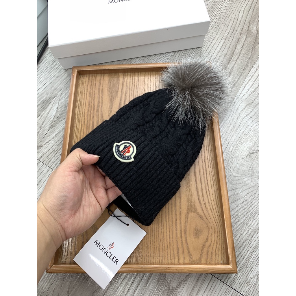 C Mengkou Mũ Len Dệt Kim Đính Bóng Lông Cáo Ấm Áp Cho Nam Và Nữ