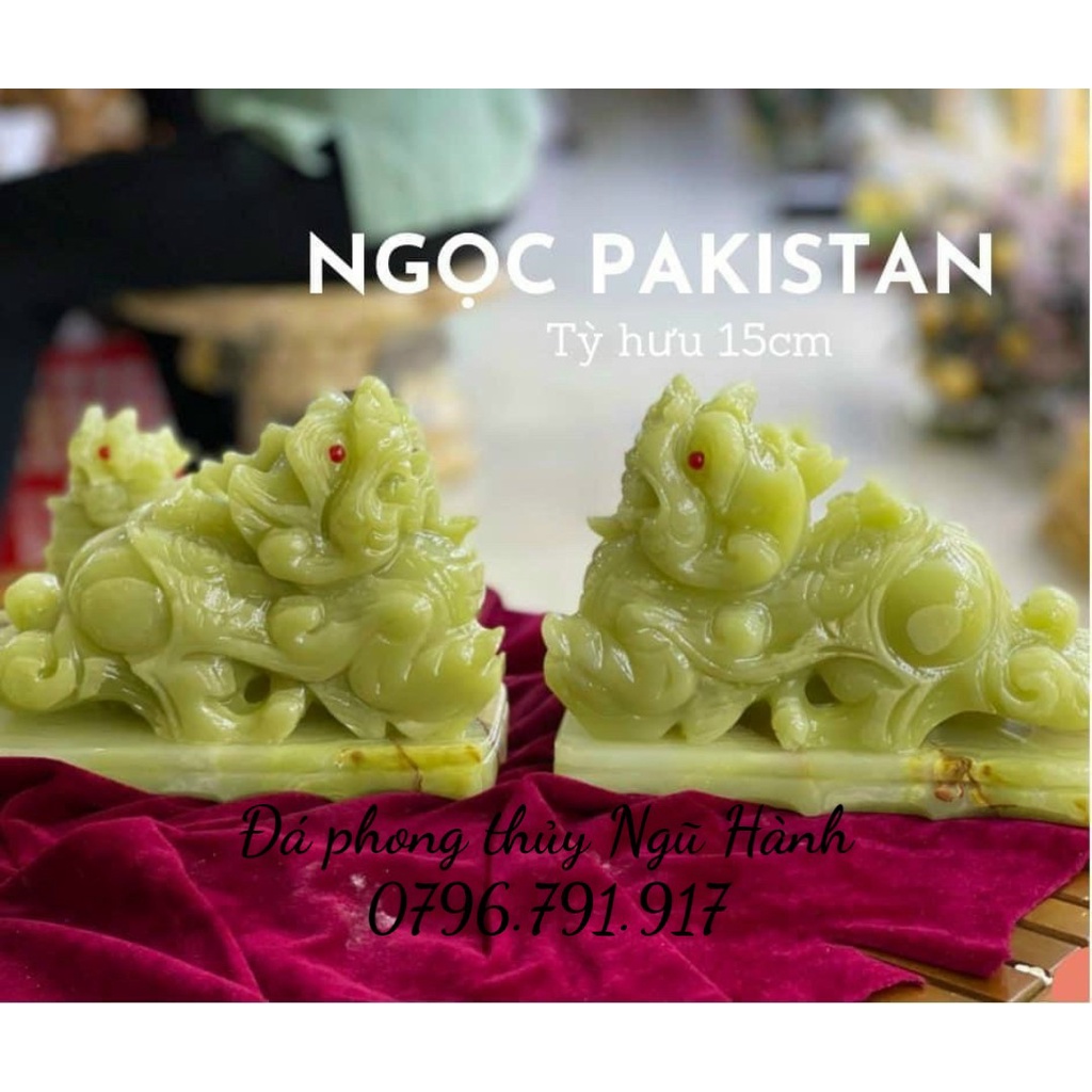 Tỳ Hưu Phong Thủy, Cặp Tỳ Hưu Đá Ngọc Pakistan 10cm