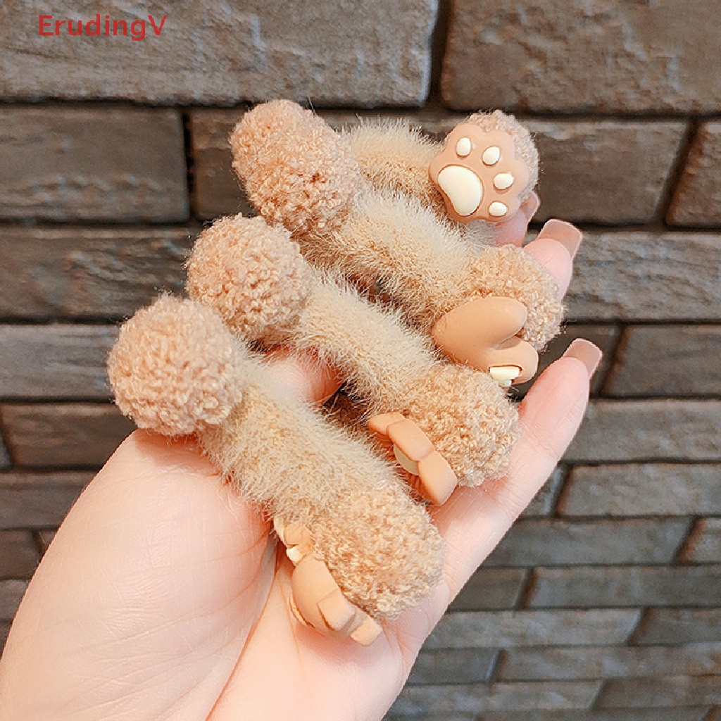 Dây Cột Tóc Co Giãn Bọc Vải Lông Màu Cà Phê Dễ Thương Phong Cách Hàn Quốc Cho Bé Gái