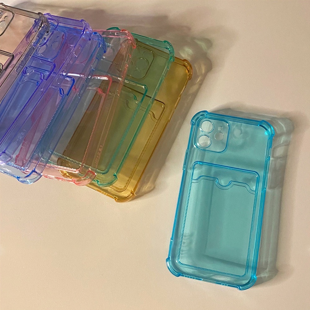 Ốp Điện Thoại TPU Mềm Trong Suốt Chống Sốc Dạng Ví Đựng Thẻ Cho IPhone 14 13 12 11 Pro Max XS XR 8 7 Plus SE