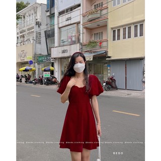 ĐẦM NHUNG CÚP NGỰC KÈM CÀI
