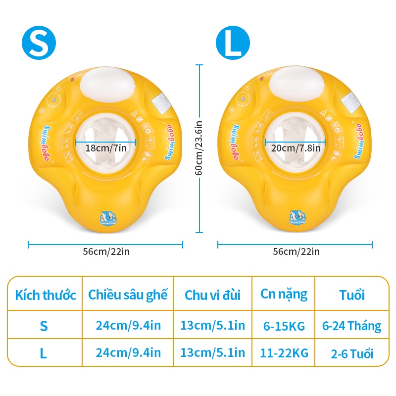 Phao Bơi Bơm Hơi Chống Trượt Cho Bé 1-6 Tuổi