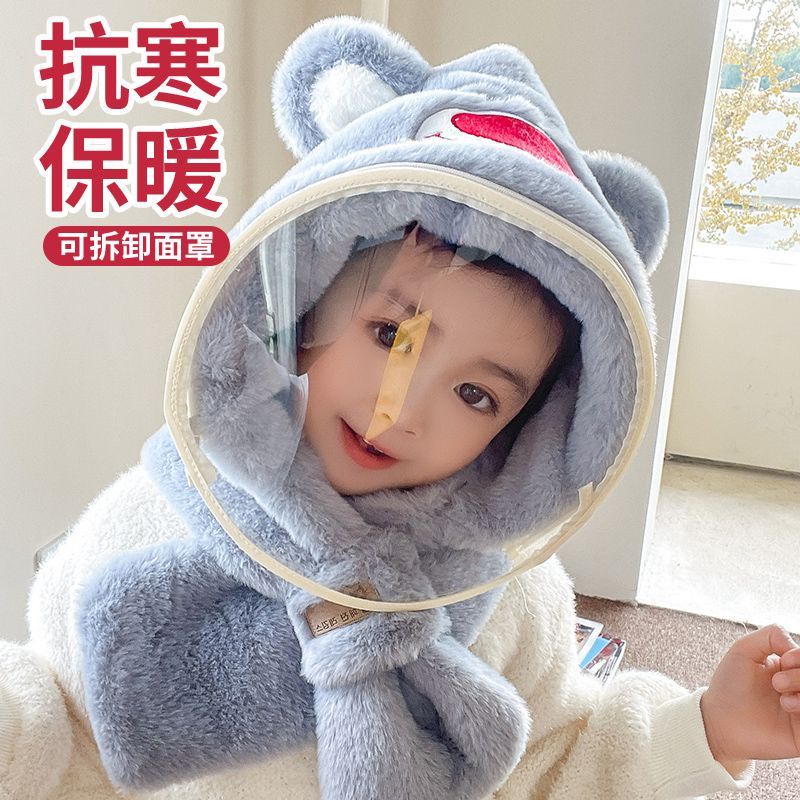Khăn quàng mũ gấu mùa đông dễ thương chống gió