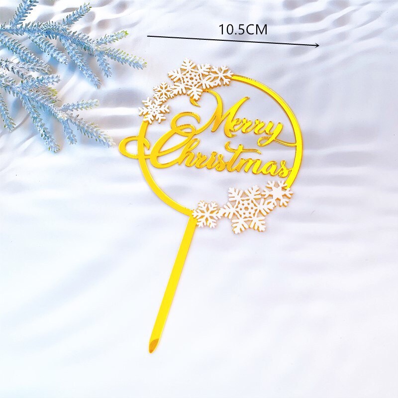 Que cắm mica, topper cake trang trí bánh chủ đề Noel/Christmas
