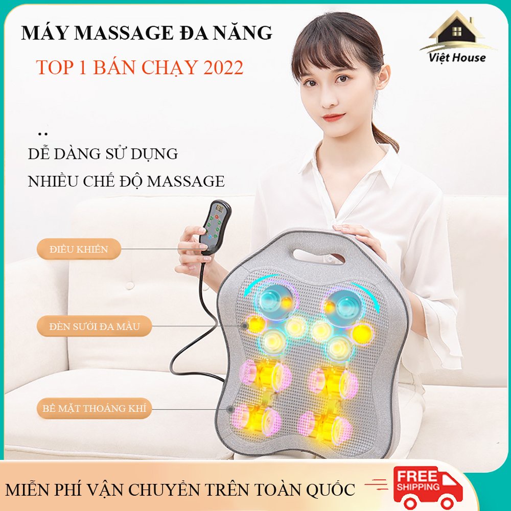 Gối Massage lưng, cổ vai gáy 16 bi đa năng cao cấp, rung xoay kèm chế độ nhiệt hồng ngoại. Bảo hành 2 năm trên toàn quốc