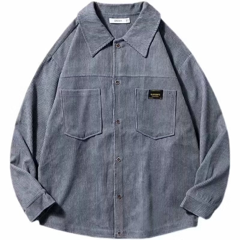 Áo sơ mi nam dài tay dáng rộng có size lớn vải nhung thời trang thu đông cho nam