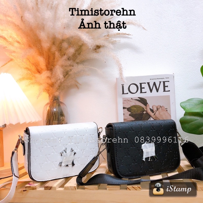Túi xách đeo chéo Nờ Y in da dập chìm dây bản to thời trang TIMISTOREHN TN124