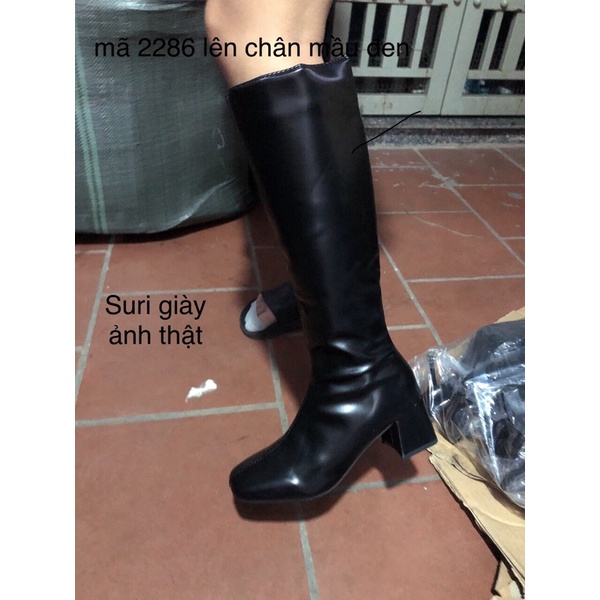 Bốt đùi nữ khóa sườn lót lông da lỳ mềm gót cao 5p BO18