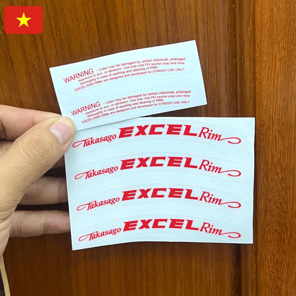 Tem dán vành Excel Asia,Rim có tem waring đủ màu