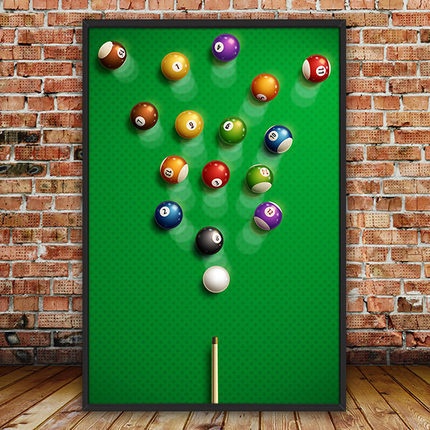 Tranh Vải Bạt Treo Tường In Hình Bida Không Khung Trang Trí Nhà Cửa / Phòng Khách / Phòng Ngủ