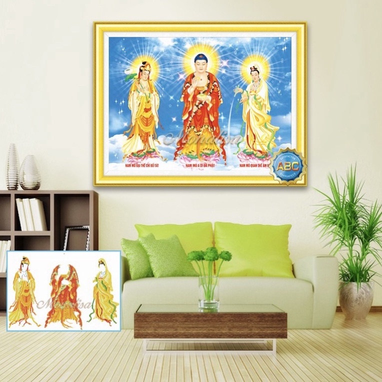 Tranh Đính Đá-Tranh Thêu Tam Thế Phật Y8281(90*68)-Lv3269(109*76)