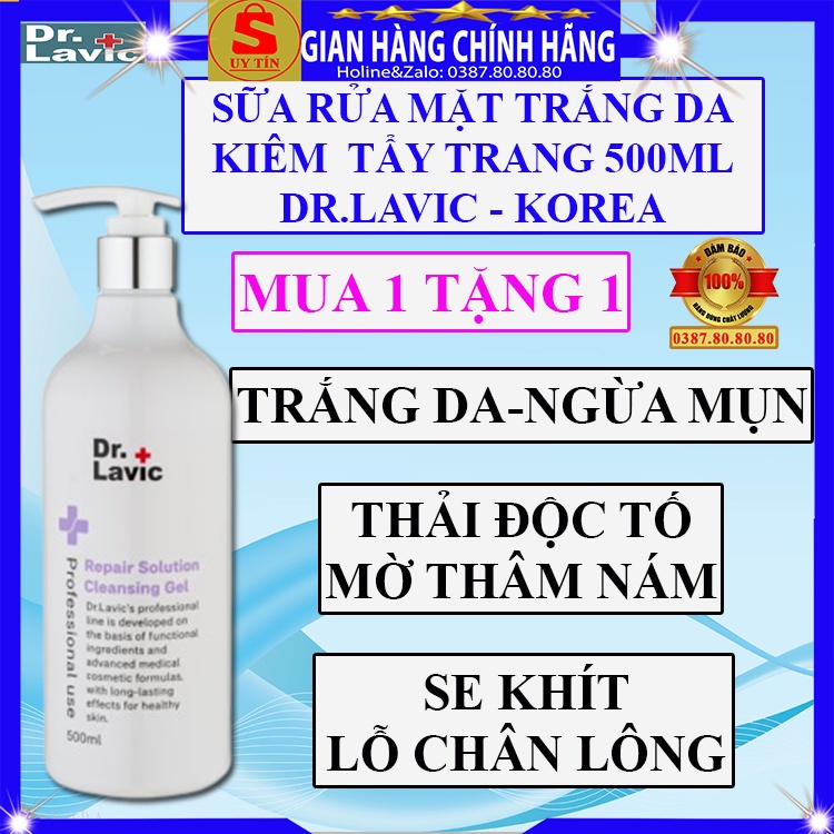 Sữa rửa mặt rau củ quả thải độc trắng da ngừa mụn tạo bọt chính hãng hàn quốc Dr.lavic dạng gel kiêm tẩy trang Drlavic