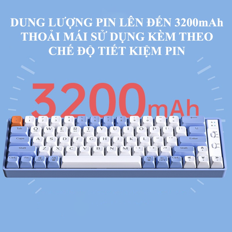 Bàn phím cơ Langtu GK65 Golden Switch với thiết kế mini 65 phím kết nối không dây qua Bluetooth và chip USB 2.4GHz