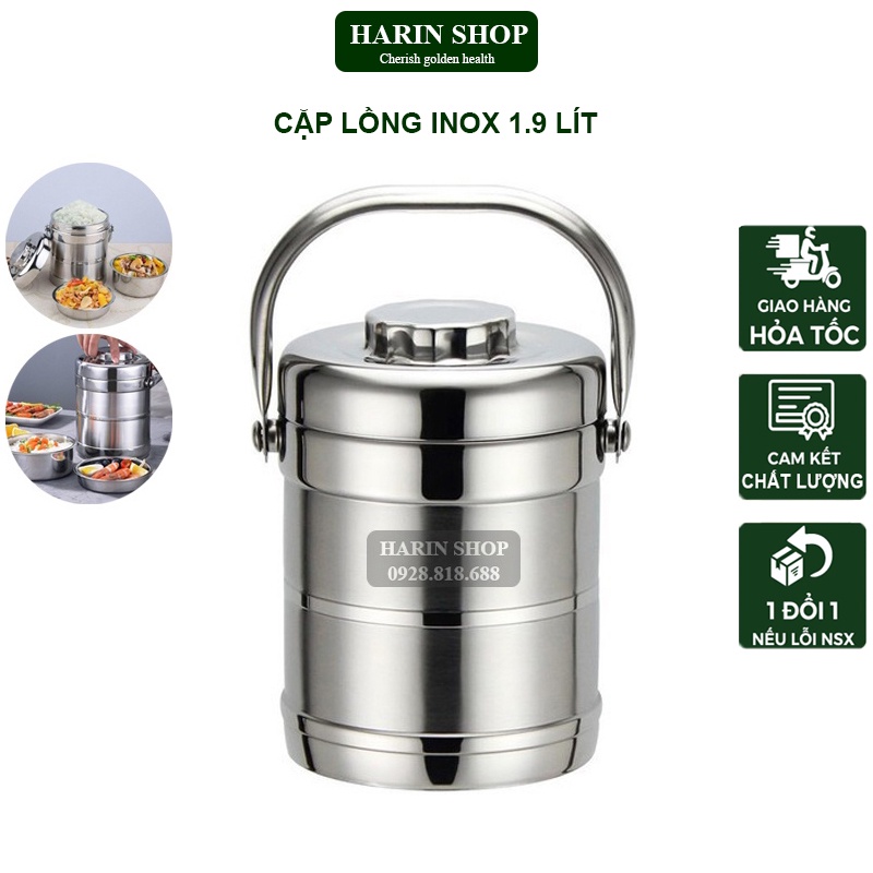 Cặp Lồng Inox 3 Tầng, Cặp Lồng Giữ Nhiệt, Cách Nhiệt, Cà Mên Inox An Toàn, Tiện Lợi Dung Tích 1.4/ 1.9Lít
