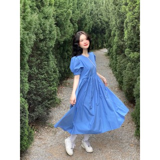 Đầm babydoll dáng dài tay phồng cổ tròn | Yubee Dress | Secodee