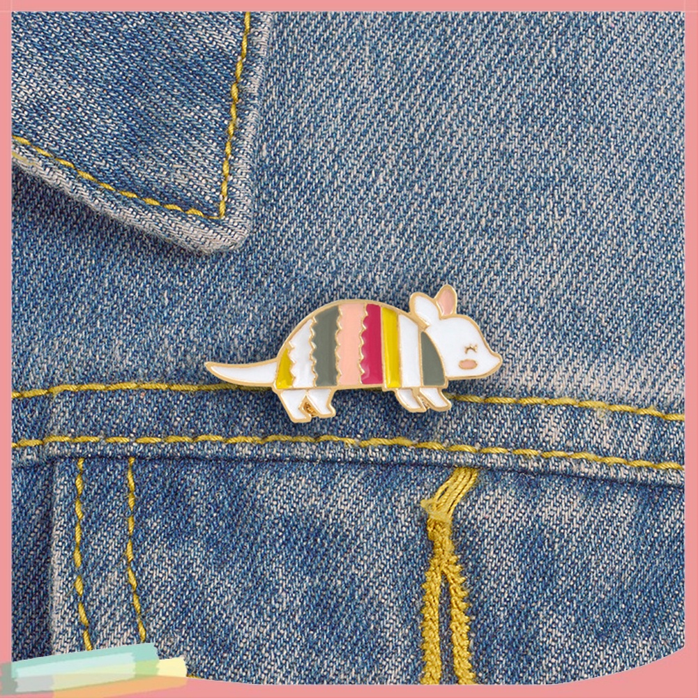 【LK】Cute Cartoon Rainbow Mouse Enamel Badge Lapel Brooch Pin Clothes Decor