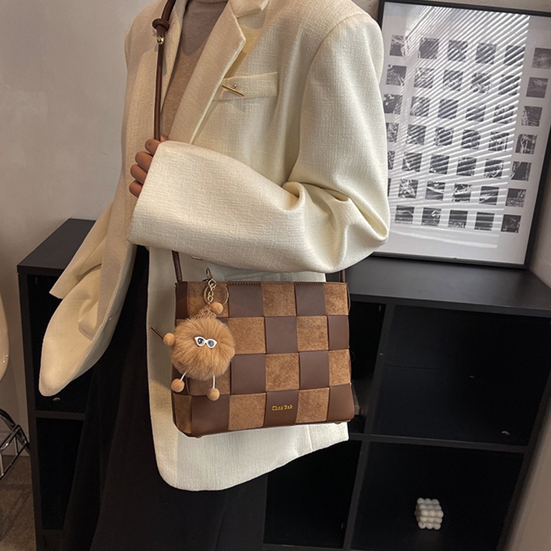 Túi Đeo Vai Bằng Vải Dệt Có Móc Khóa Dễ Thương Dành Cho Bạn Nữ