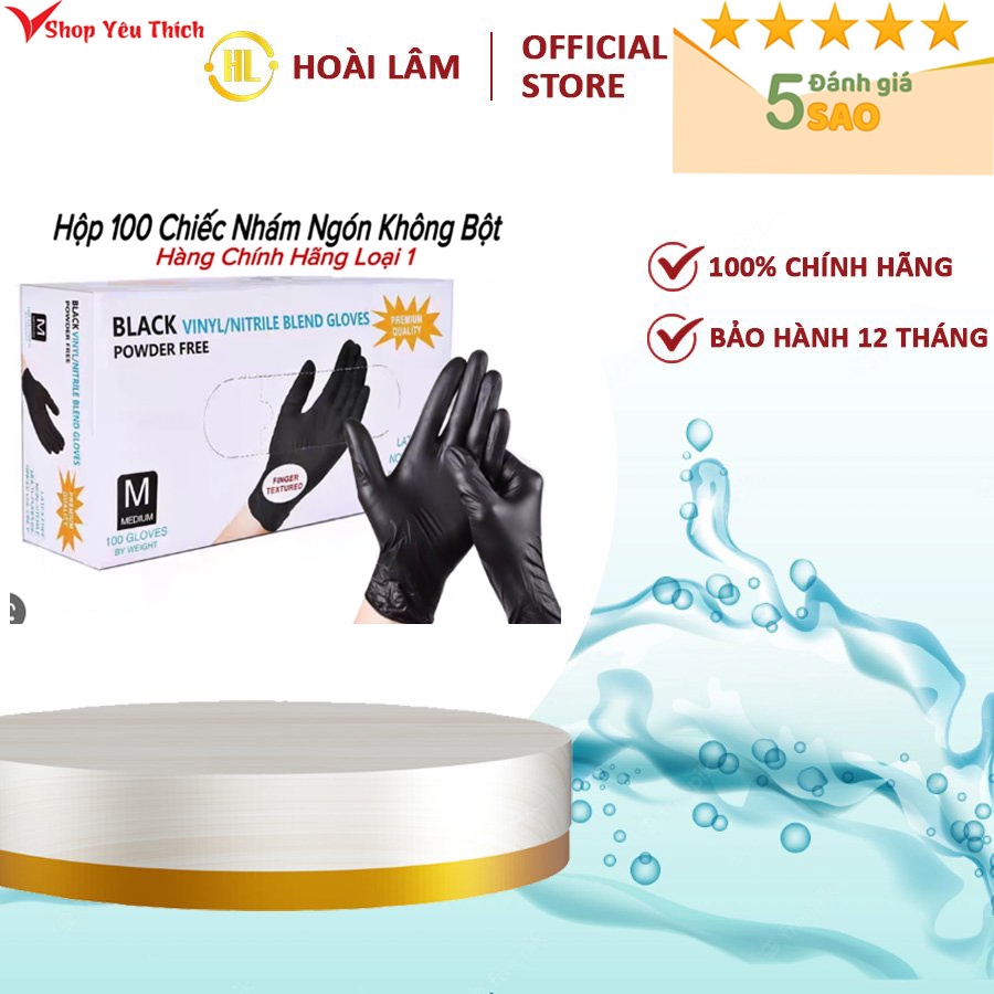 Hộp 100 chiếc găng tay màu đen không bột - ảnh sản phẩm 1