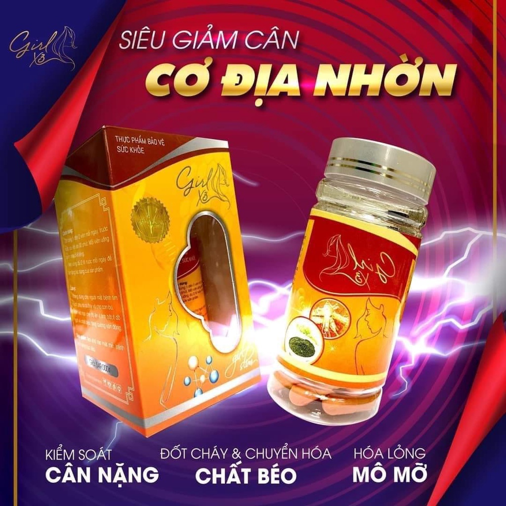 [ chính hãng 100% ] giảm cân girl x3 slim tặng detox giảm mỡ bụng đùi