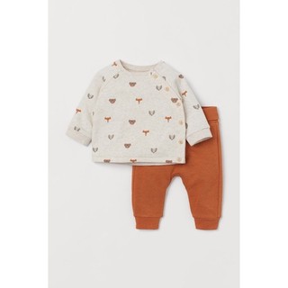 Bộ nỉ cài khuy chéo sơ sinh sz 0-9M