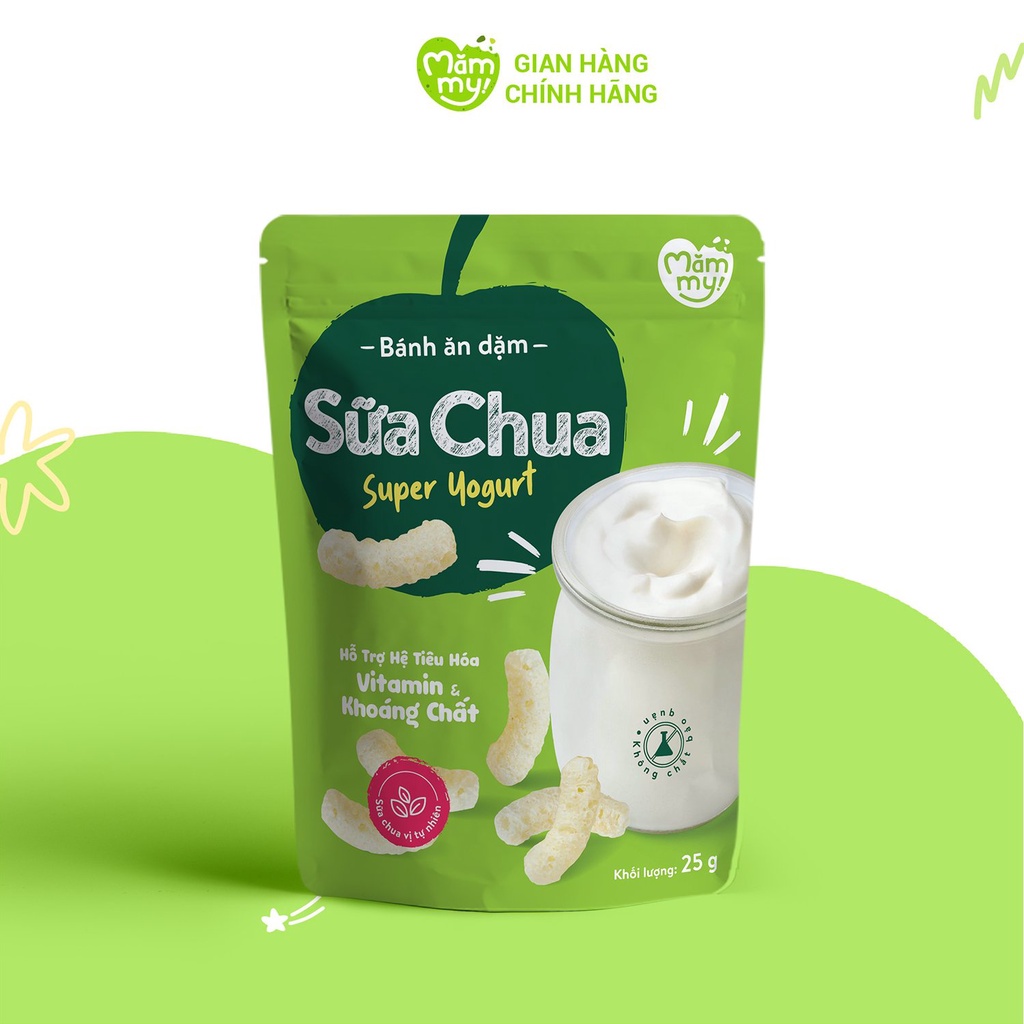 Bánh ăn dặm vị sữa chua nguyên chất Mămmy que ngắn, tan trọng miệng, dễ tiêu hóa 25 gram