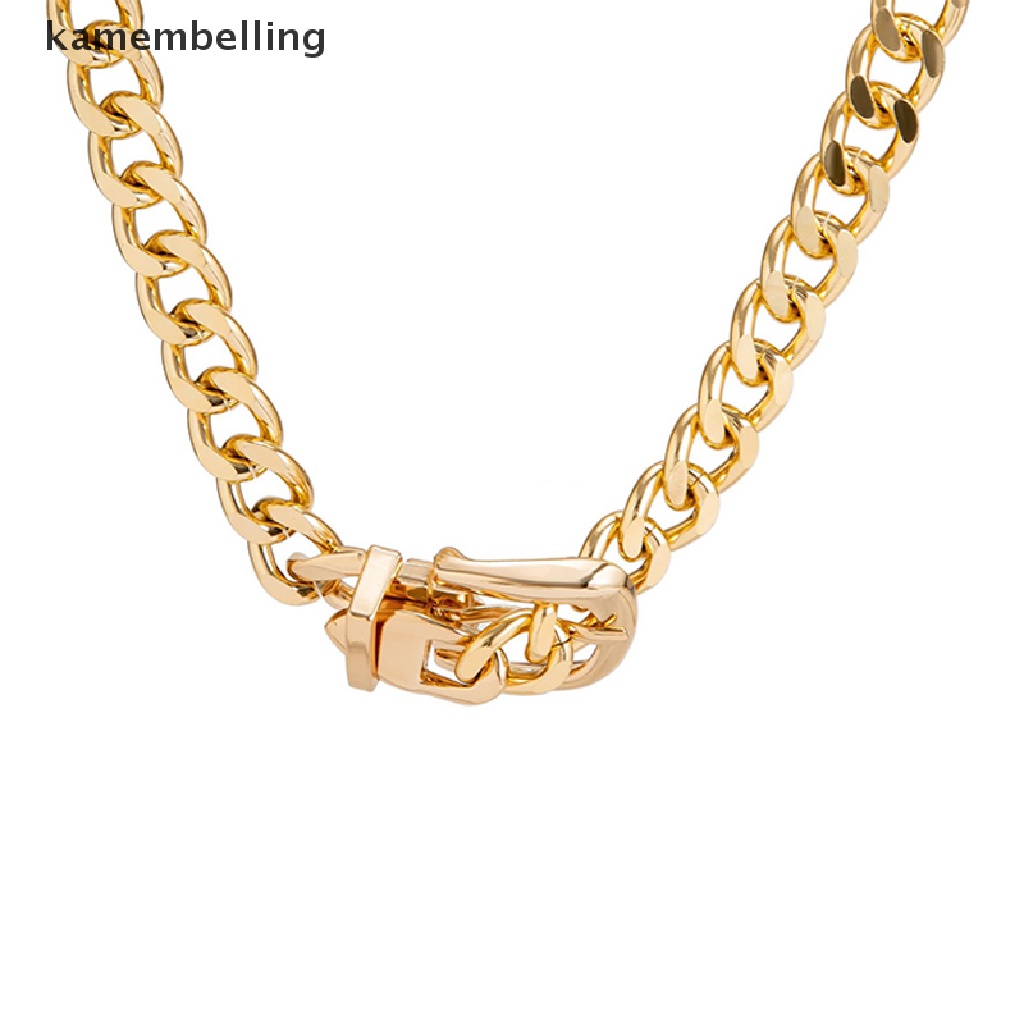 Kamembelling Vòng Cổ Choker Dây Xích Dày Có Khóa Kim Loại Phong Cách Punk Hip Hop Thời Trang Cho Nữ