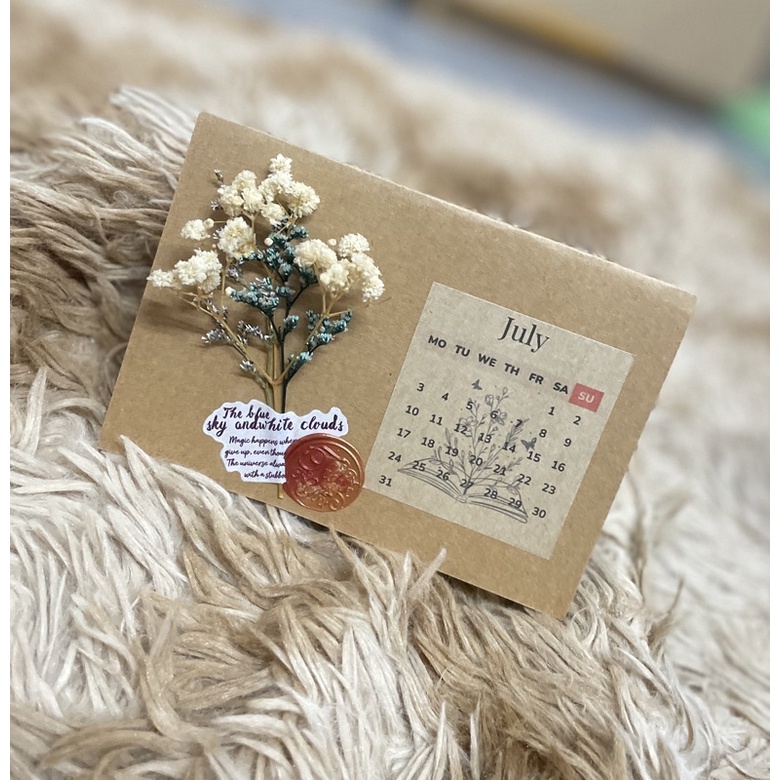 THIỆP LỊCH KRAFT HOA KHÔ 12 THÁNG