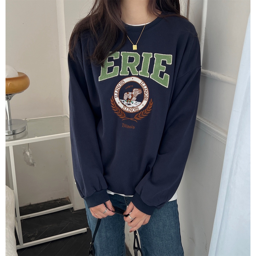 Áo sweater nỉ unisex erie dáng thụng in hình 4 màu Freesize form dưới 65kg mặc đẹp-Minxy shop
