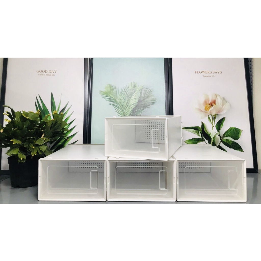 Combo 10 Hộp Đựng Giày Nắp Ngang Có Lỗ Thông Hơi Thoáng Khí