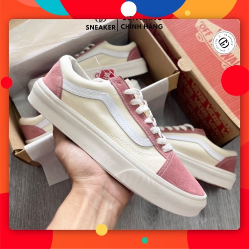 Giày thể thao 𝐕𝐀𝐍𝐒 Old Skool Hồng Trắng, Giày Sneaker Nam Nữ Van Pink White Cao Cấp Full Box + Bill Gd Sn