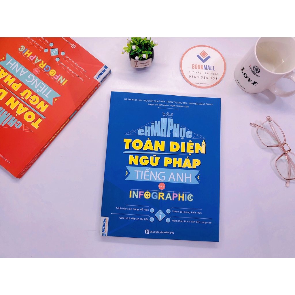 Sách - Combo Chinh phục toàn diện ngữ pháp tiếng Anh bằng infographic tập 1 2 tùy chọn bookmall