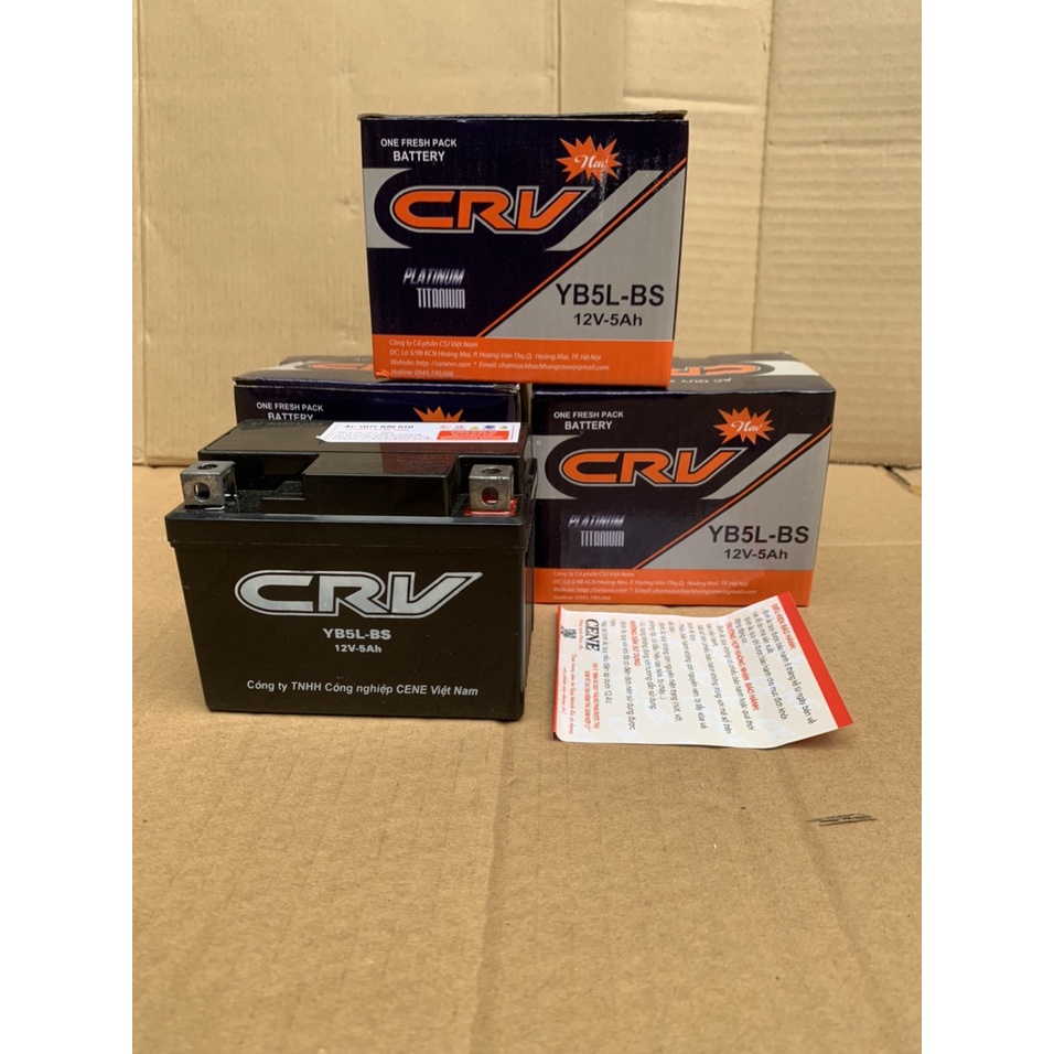 Bình ắc quy khô NHẬT BẢN CRV-YB5L- 12V-5Ah cho xe máy WAVE RS100, RS110, Airblade | AIR BLADE 110, EXCITER 135 / 150...