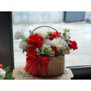 Giỏ lẵng hoa hồng sáp cao cấp siêu đẹp -Quà tặng