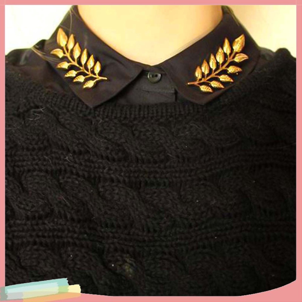 Set 2 ghim cài áo hình chiếc lá thời trang cho nam nữ chất lượng cao