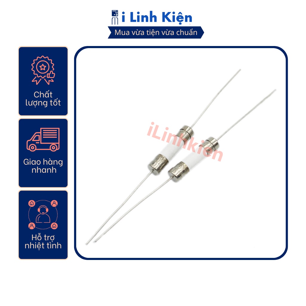 Cầu chì sứ 1A 2A 3A 5A 8A 10A 15A 20A 250V 5x20mm chính hãng độ bền cao.