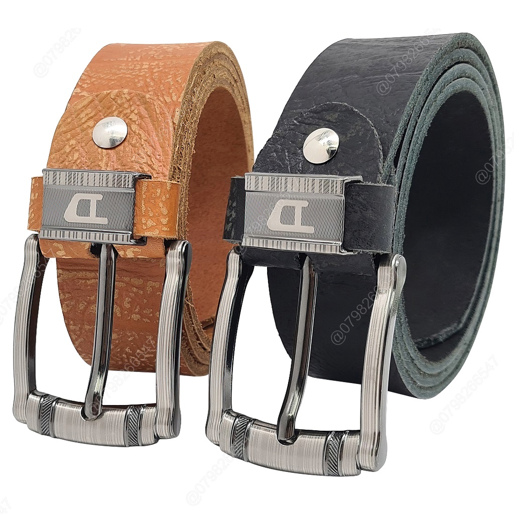 Dây lưng nam da bò thật bản thô DHM-243 | Mặt khoá kim nguyên khối thời trang | Bảo hành 12 tháng