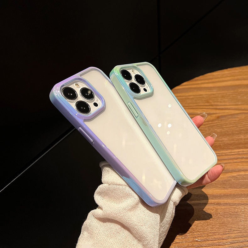 Ốp Điện Thoại Cứng Trong Suốt Viền Laser Lỗ Lớn Chất Lượng Cao Cho iPhone 14 13 12 Pro Max