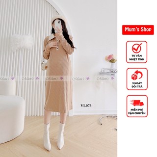 Đầm bầu 🚛 freeship 🚛 váy len tăm be cổ đức